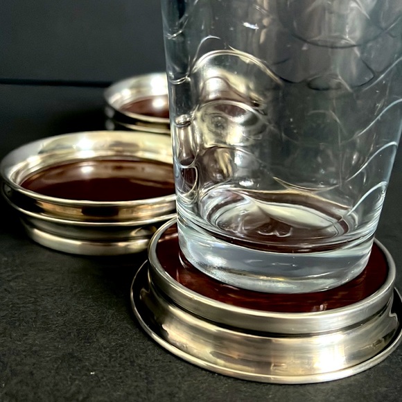 Mid Century Modern Formica Silver Plated Coasters